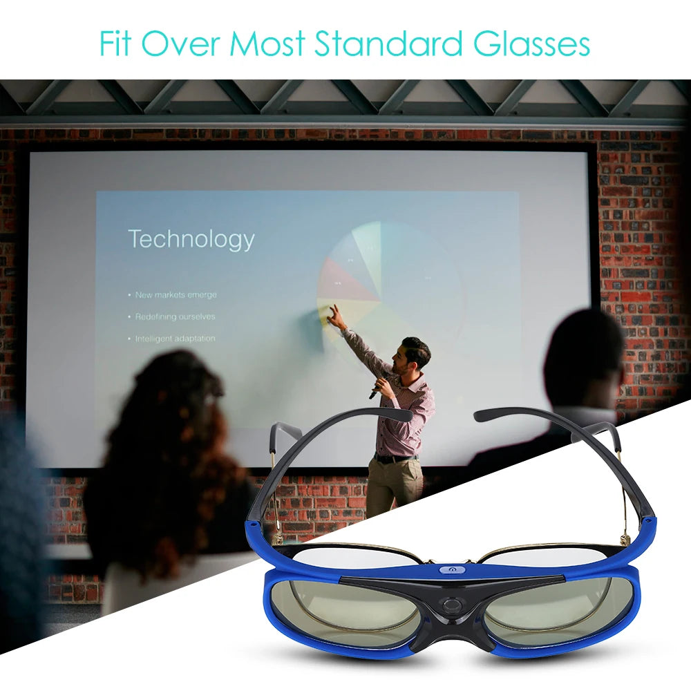 2025 Active Shutter 3D Glasses – USB Rechargeable for DLP Link Projectors