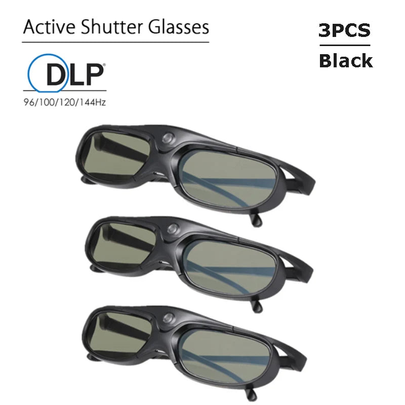 2025 Active Shutter 3D Glasses – USB Rechargeable for DLP Link Projectors